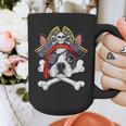 Boston Terrier Pirate T Shirt Jolly Roger Crossbones Skull Graphic Print Coffee Mug, funny design