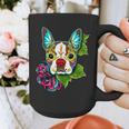 Boston Terrier In Red Day Of The Dead Sugar Skull Dog Graphic Print Coffee Mug, funny design