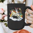 Boston Terrier Riding Unicorn Boys Girls Kids Rainbow Graphic Print Coffee Mug, Boston Terrier Riding Gifts, funny design
