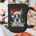 Boston Terrier Santa Christmas Tree Lights Xmas Boys Men Dog Graphic Print Coffee Mug, Boston Terrier Christmas Gifts, funny design