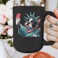 Boston Terrier Selfie Statue Of Liberty 4th Of July American Graphic Print Coffee Mug, American Boston Terrier Gifts, Boston Terrier 4th Of July Gifts, funny design