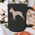 Boston Terrier Watercolor Flowers Graphic Print Coffee Mug, funny design