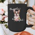 Brown Boston Terrier With Flowers And Feathers Graphic Print Coffee Mug, funny design