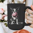Vintage Boston Terrier Blowing Bubble Gum American Gentleman Graphic Print Coffee Mug, American Boston Terrier Gifts, funny design