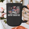 Vintage Boston Terrier Dad American Flag Father's Day Graphic Print Coffee Mug, Couple Gifts, Boston Terrier Dad Gifts, American Boston Terrier Gifts, funny design