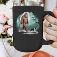Whimsical Forest Adventures Sasquatch Bigfoot Walking Boston Terrier Dog Lovers Graphic Print Coffee Mug, funny design