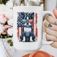Boston Terrier Dog American USA US Flag Pets Vintage Outfit Graphic Print Coffee Mug, American Boston Terrier Gifts, funny design