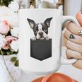 Boston Terrier Dog Puppy Dog In Pocket Cute Pet Lover Graphic Print Coffee Mug, funny design