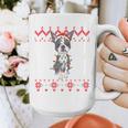 Boston Terrier Dog Santa Hat Men Kids Ugly Christmas Light Graphic Print Coffee Mug, Boston Terrier Christmas Gifts, funny design