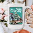 Boston Terrier Merry Christmas Tree Truck Dog X-Mas Graphic Print Coffee Mug, Boston Terrier Christmas Gifts, funny design