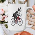 Boston Terrier Riding Bicycle Cute Bostie Biker Raglan Baseball Tee Graphic Print Coffee Mug, Boston Terrier Riding Gifts, funny design