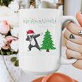 Boston Terrier Santa Hat Dabbing Around The Christmas Tree Graphic Print Coffee Mug, Boston Terrier Christmas Gifts, funny design