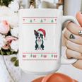 Boston Terrier Wearing Santa Hat Ugly Xmas Dog Lovers Graphic Print Coffee Mug, funny design