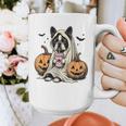 Halloween Boston Terrier Ghost Graphic Print Coffee Mug, Boston Terrier Ghost Gifts, Boston Terrier Halloween Gifts, funny design
