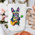 Hawaiian Boston Terrier & Pineapple Ukulele Summer Vacation Graphic Print Coffee Mug, funny design