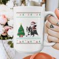 Ugly Christmas Tree Lights Xmas Santa Riding Boston Terrier Graphic Print Coffee Mug, Boston Terrier Christmas Gifts, Boston Terrier Riding Gifts, funny design