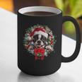 Boston Terrier Christmas Wreath Decoration Xmas Pajamas Graphic Print Coffee Mug, Boston Terrier Christmas Mugs, funny gift