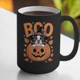 Boston Terrier Costume On Pumpkin Halloween Boston Terrier Graphic Print Coffee Mug, Boston Terrier Halloween Mugs, funny gift