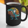 Boston Terrier Dog Riding Dinosaur T Rex Boys Graphic Print Coffee Mug, Boston Terrier Riding Mugs, funny gift