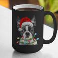 Boston Terrier Dog Santa Christmas Tree Lights Xmas Graphic Print Coffee Mug, Boston Terrier Christmas Mugs, funny gift