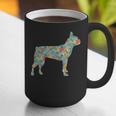 Boston Terrier Flower Silhouette Floral Dog Men Women Girls Kids Graphic Print Coffee Mug, funny gift