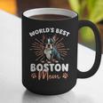 Boston Terrier Groovy World's Best Boston Mom Graphic Print Coffee Mug, Boston Terrier Mom Mugs, funny gift