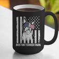 Boston Terrier Papa Cool Dog Lover USA American Flag Men Women Graphic Print Coffee Mug, American Boston Terrier Mugs, funny gift