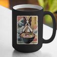 Boston Terrier Ramen Noodles Japanese Art Retro Ocean Waves Graphic Print Coffee Mug, funny gift