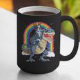 Boston Terrier Riding Dinosaur T-Rex Boys Kids Rainbow Graphic Print Coffee Mug, Boston Terrier Riding Mugs, funny gift