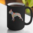Boston Terrier Watercolor Flowers Graphic Print Coffee Mug, funny gift