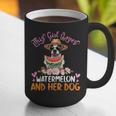 This Girl Loves Watermelon And Her Boston Terrier Dog Mother Graphic Print Coffee Mug, funny gift