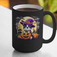 Halloween Boston Terrier Dog Breed With Jack O' Lantern Art Graphic Print Coffee Mug, Boston Terrier Halloween Mugs, funny gift