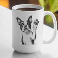 Boston Terrier Dog Raising Paw Idea Men Women Graphic Print Coffee Mug, funny gift