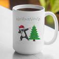 Boston Terrier Santa Hat Dabbing Around The Christmas Tree Graphic Print Coffee Mug, Boston Terrier Christmas Mugs, funny gift