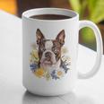 Floral Boston Terrier Graphic Print Coffee Mug, funny gift