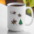 Xmas Lighting Tree Santa Riding Boston Terrier Christmas Graphic Print Coffee Mug, Boston Terrier Christmas Mugs, Boston Terrier Riding Mugs, funny gift