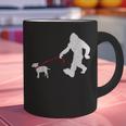 Bigfoot Walking With Bull Terrier Dog Graphic Print Coffee Mug, gift for family, gift for coworker