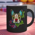 Boston Terrier In Red Day Of The Dead Sugar Skull Dog Graphic Print Coffee Mug, gift for family, gift for coworker