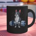 Boston Terrier Weightlifting Deadlift Men Fitness Gym Graphic Print Coffee Mug, Boston Terrier Gym Mugs, gift for family, gift for coworker