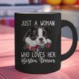 Just a Woman Who Loves Her Boston Terrier Cute Dog Mom Graphic Print Coffee Mug, Boston Terrier Mom Mugs, gift for family, gift for coworker