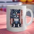 Boston Terrier Dog American USA US Flag Pets Vintage Outfit Graphic Print Coffee Mug, American Boston Terrier Mugs, gift for family, gift for coworker