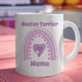 Boston Terrier Mama Cute Rainbow Paw Heart Shape Graphic Print Coffee Mug, gift for family, gift for coworker