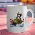 Boston Terrier Merry Christmas Tree Lights Dog X-Mas Dogs Graphic Print Coffee Mug, Boston Terrier Christmas Mugs, gift for family, gift for coworker
