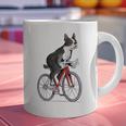 Boston Terrier Riding Bicycle Cute Bostie Biker Raglan Baseball Tee Graphic Print Coffee Mug, Boston Terrier Riding Mugs, gift for family, gift for coworker
