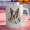 Floral Boston Terrier Graphic Print Coffee Mug, gift for family, gift for coworker