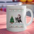 Ugly Christmas Tree Lights Xmas Santa Riding Boston Terrier Graphic Print Coffee Mug, Boston Terrier Christmas Mugs, Boston Terrier Riding Mugs, gift for family, gift for coworker