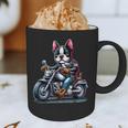Biker Boston Terrier Dog Riding Motorbike Graphic Print Coffee Mug, novelty gifts, funny gifts
