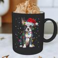 Boston Terrier Christmas Santa Hat Tree Lights Pajama Graphic Print Coffee Mug, novelty gifts, funny gifts