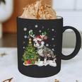 Boston Terrier Christmas Tree Lights Santa Hat Graphic Print Coffee Mug, novelty gifts, funny gifts
