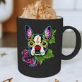 Boston Terrier In Day Of The Dead Sugar Skull Dog Graphic Print Coffee Mug, novelty gifts, funny gifts